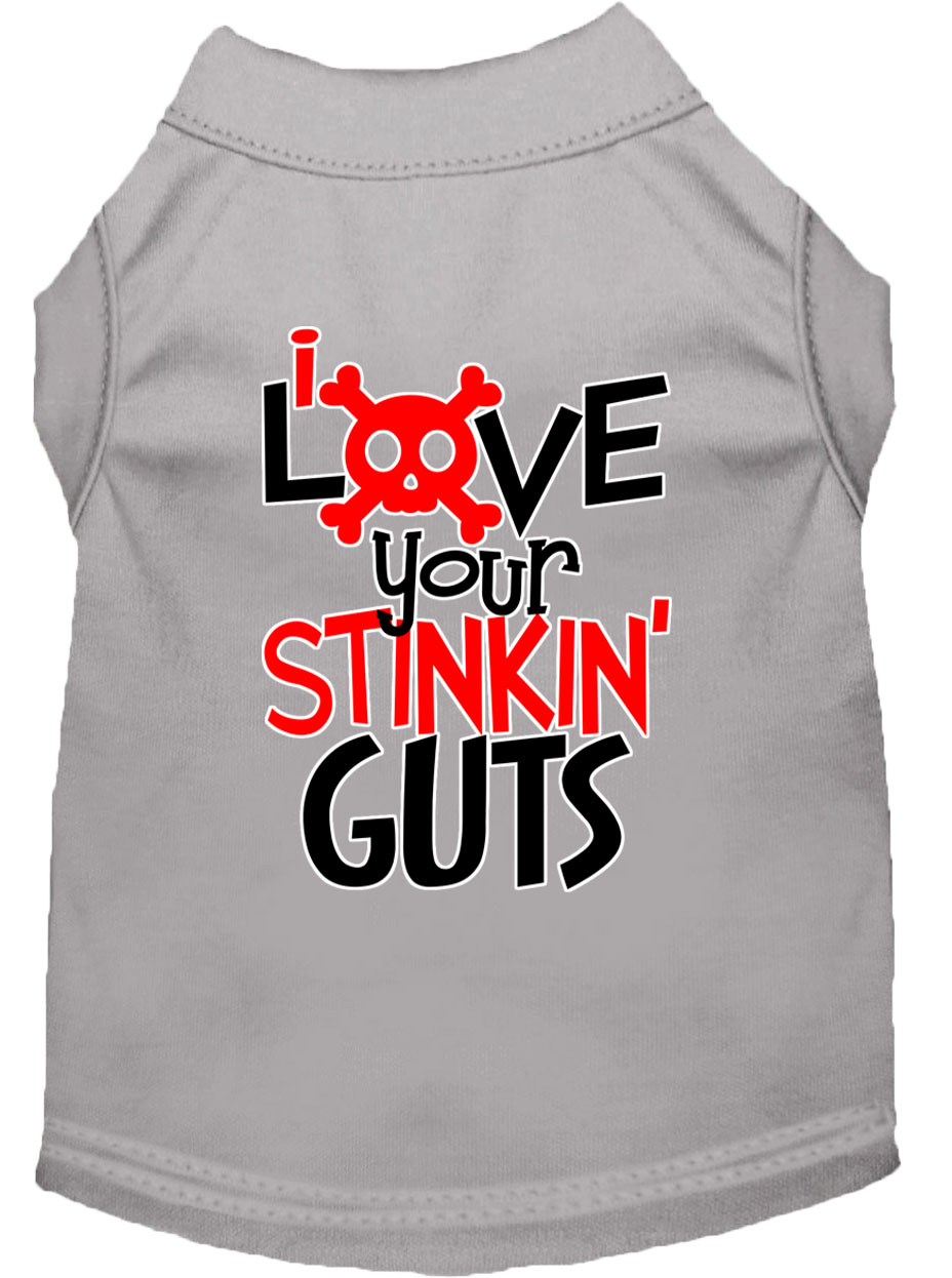 Love your Stinkin Guts Screen Print Dog Shirt Grey XL